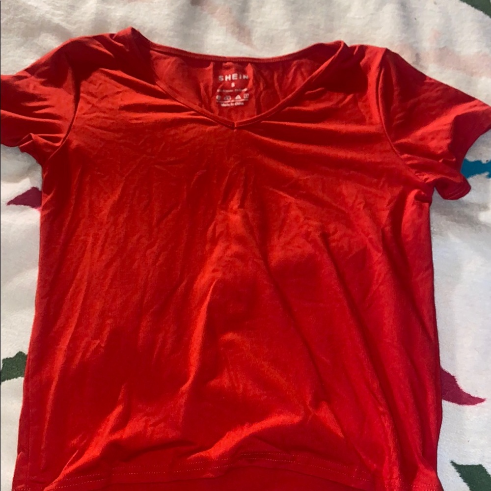 SHEIN Red Fitted Short Sleeve T-Shirt